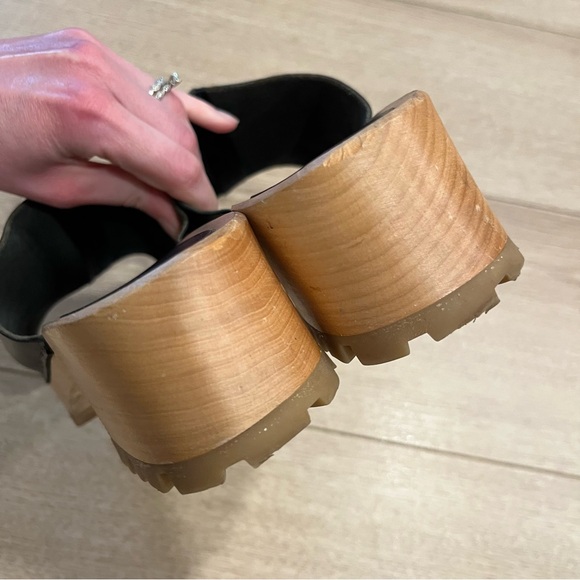 Swedish Hasbeens Ann Low Black Leather Slip On Sandal Clog Size 40/10 US - Picture 7 of 9